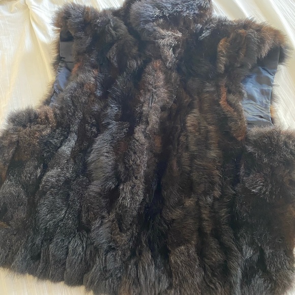 ANDREW MARC BROWN BLACK FAUX FUR CHIC VEST XL - Picture 3 of 8